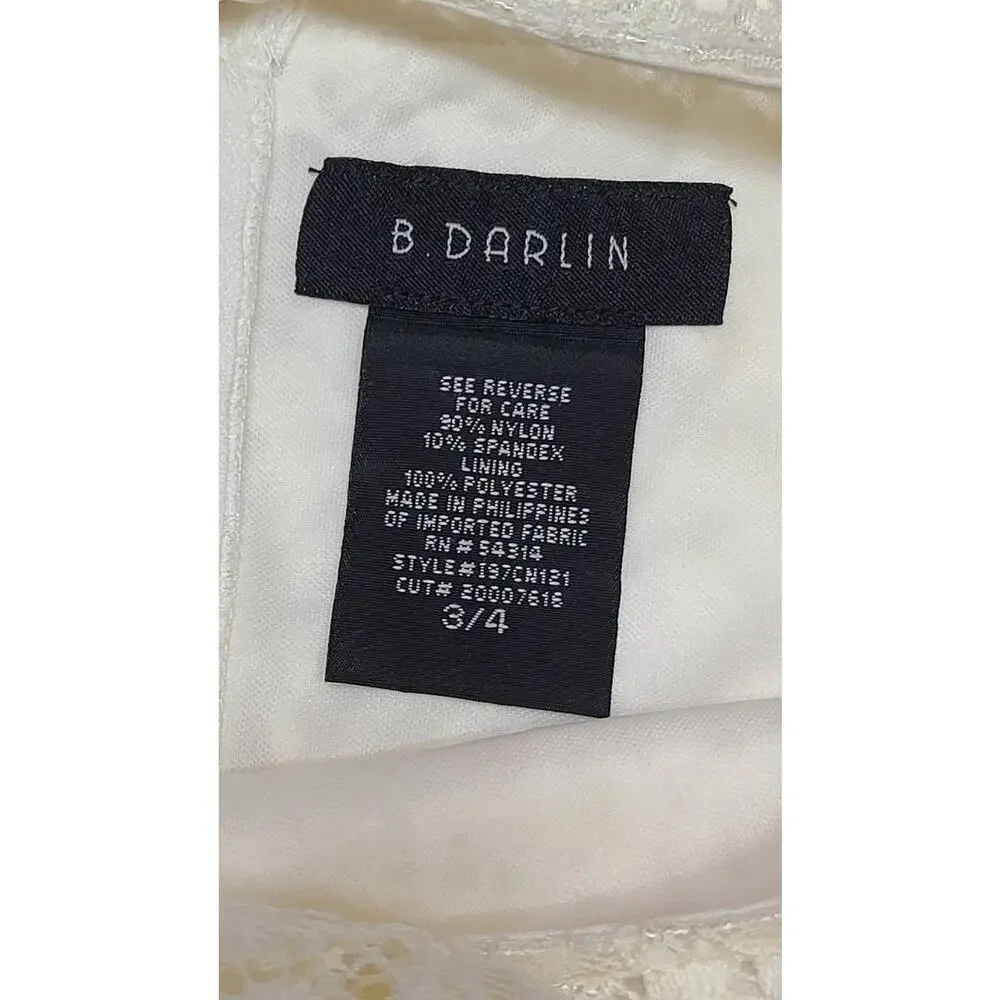 B Darlin Off white lace cold shoulder fit and flare dress women's 3/4 NWT - Picture 7 of 8